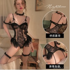Ji Desire, Fun Underwear, Passionate Lace Temptation Perspective, Hollow out Sexy Women, Hot and Spicy jumpsuit, No Takeoff Uniform 1947